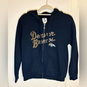 Denver Broncos Hoodie Women’s Blue Full Zip NFL Team Apparel Sweatshirt Medium